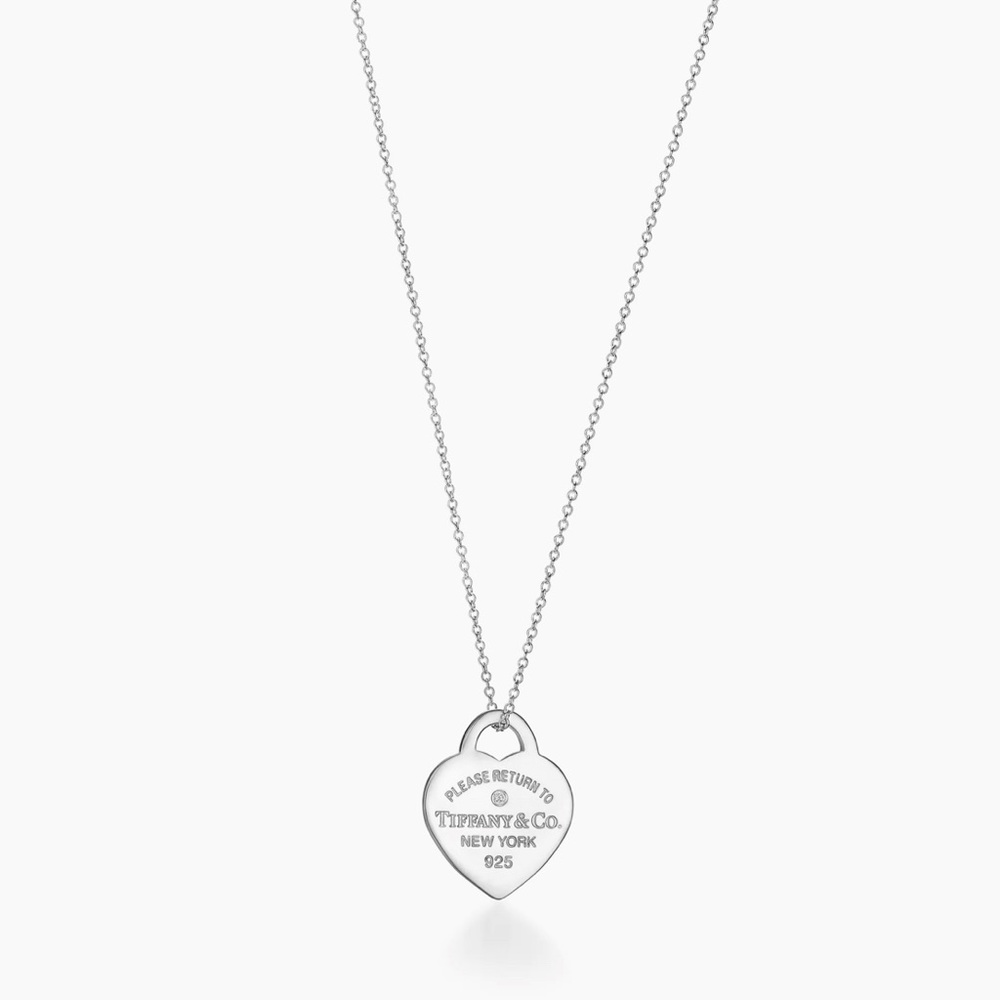 Tiffany Heart Tag Pendant in Sterling Silver with a Diamond